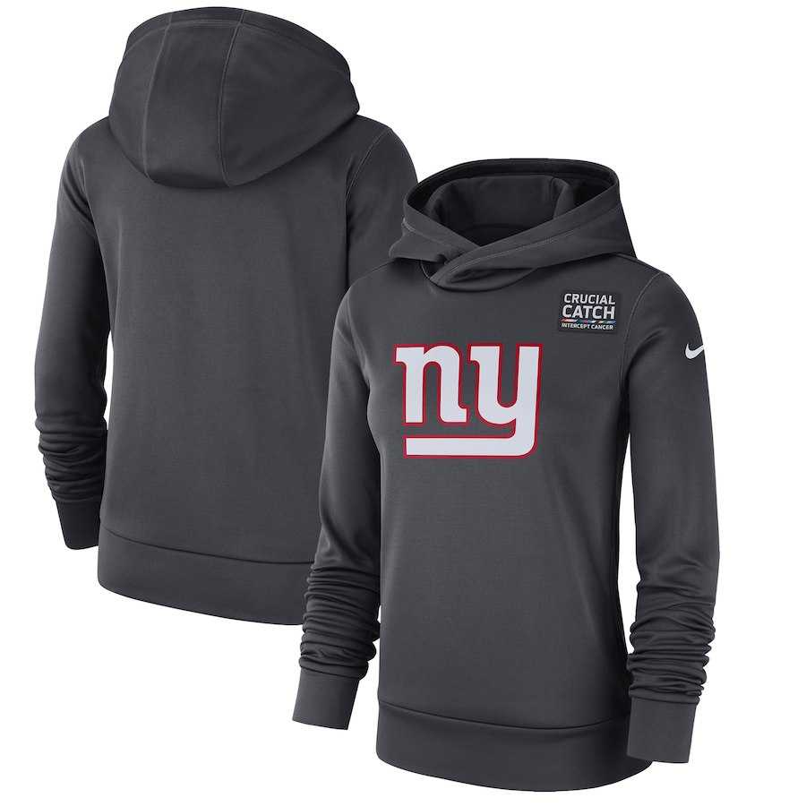 Women New York Giants Anthracite Nike Crucial Catch Performance Hoodie,We sell and wholesale Women New York Giants Anthracite Nike Crucial Catch Performance Hoodie on line form chian!